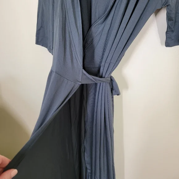 NWT Quince Tencel Jersey Midi Wrap Dress Gray Size Large - Picture 7 of 10